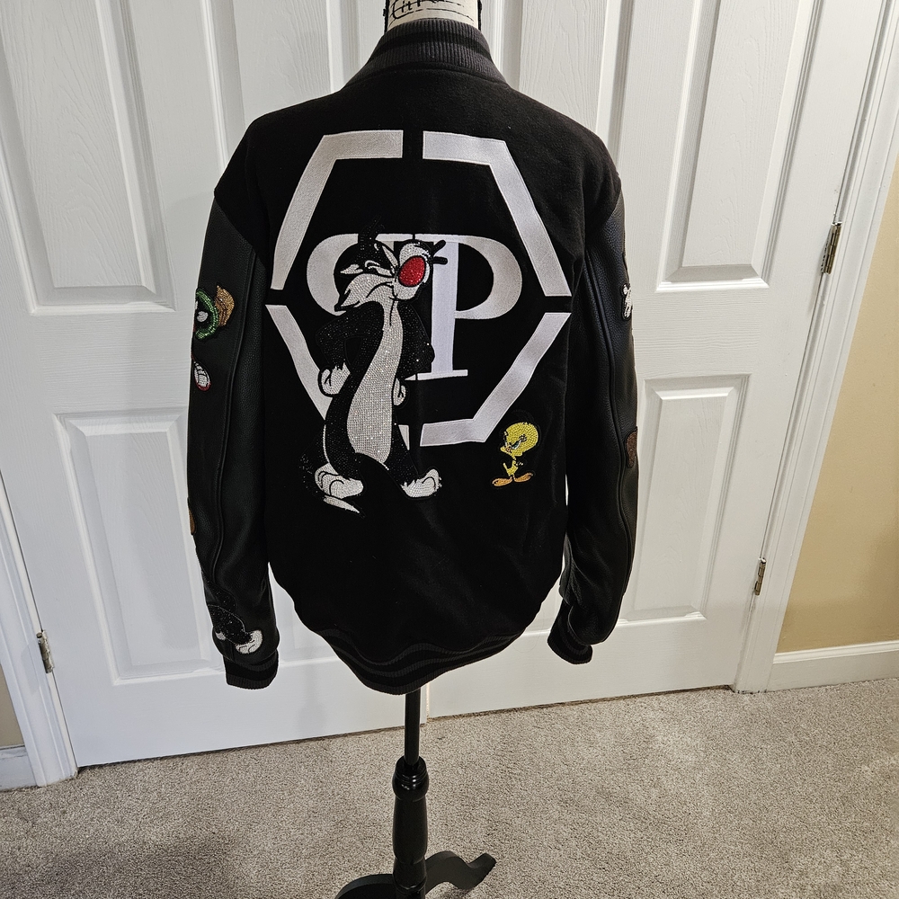 Philipp Plein Black Bomber Jacket with Cartoon Patches - Picture 4 of 6